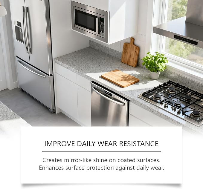 Home Ceramic Coating Spray for Stainless Steel, Glass & Countertops – Long-Lasting Sealant & Protector to Repel Fingerprints, Grime & Stains for Kitchen & Bathroom Surfaces