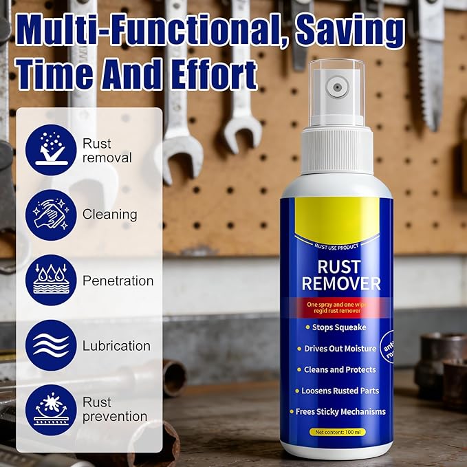 2Pcs Rust Remover Spray for Metal, 2026 Upgrade Anti-Rust Spray, Multi-Functional Quick-Acting Iron Powder Remover Spray, for Metal, Vehicles, Tools, Chains, Grills, Bolts & More