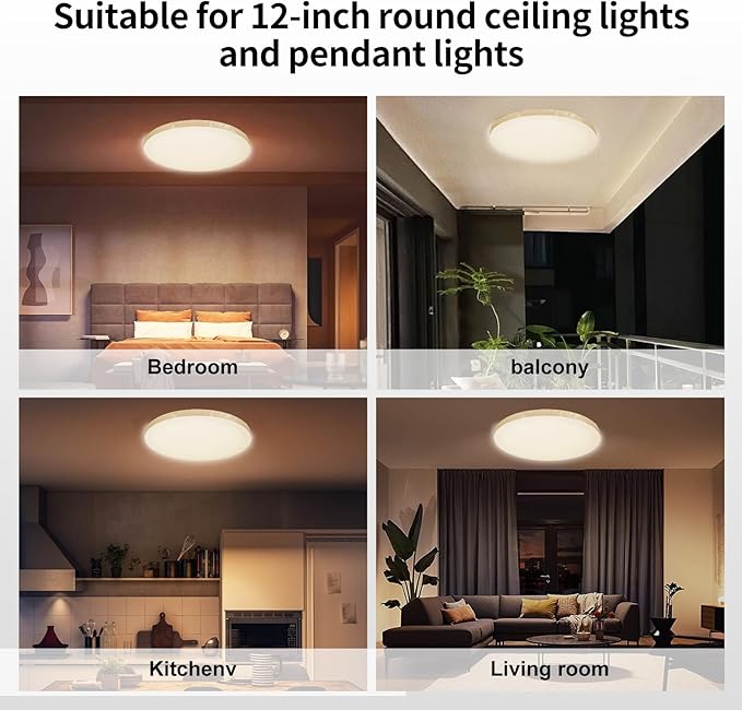 12" Ceiling Light Cover, 2 Pcs Flush Mount Light Fixture Cover, Fabric Ceiling Light Fixture Cover, Light Filters for Bedroom, Kitchen, Hallways/Entryways, Office, Basement (Warm Yellow)