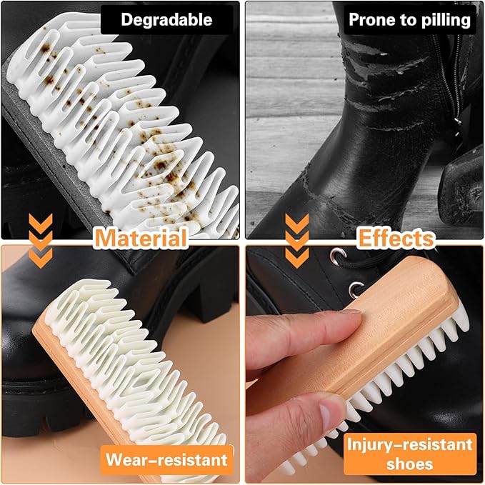 2 Pcs Suede Brushes for Shoes, Crepe Shoe Brush and Eraser with Comfortable Wooden Handle Soft Nubuck Shoe Cleaner for Sneakers Leather Boot Care Furniture Bags Belts