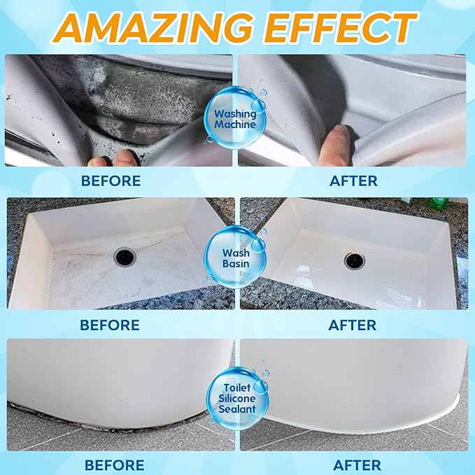 Mold Stain Remover Gel, Front Load Washer Mold Remover for Washing Machine Gasket Rubber Seal Home Stain Cleaner Gel for Grout Caulk, Bathroom, Shower, Bathtub, Refrigerator Cleaning Solution 8 Fl Oz