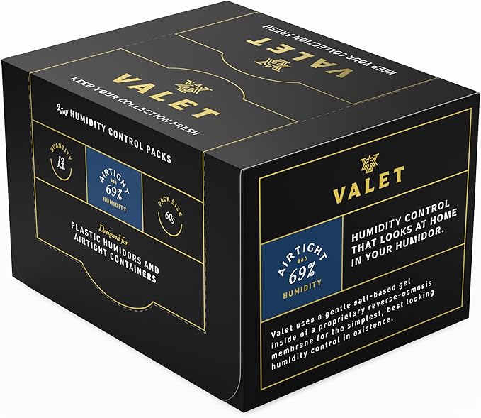 Valet 69% Two-Way Humidity Packs 12-Pack (60g), Bulk Two-Way Humidity Control Packs for Airtight & Plastic Containers, Moisture Absorber, Made in USA