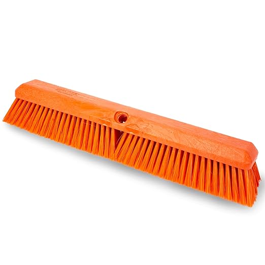 SPARTA 41890EC24 Omni Sweep Plastic Push Broom Head, Heavy Duty, Industrial Broom with Color Code System for Outdoor, Indoor, Concrete, Patio, Kitchen, Bathroom, 18 Inches, Orange, (Pack of 12)