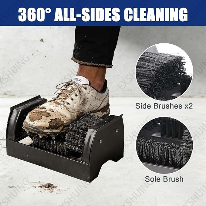 Boot Brush Scraper Outdoor, Heavy Duty Boot Scrubber & Shoe Cleaner Brush for Mud, Dirt & Snow – Durable Outdoor Boot Cleaner, 4-Sided Nylon Brush System, for Front Door, Entryway(Dual)