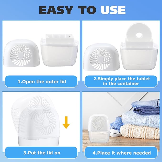 VIHOSE Moisture Absorber Dehumidifier Box with 2 Refill Moisture Absorb Tablets Fragrance-Free Calcium Chloride Humidity Remover for Closet Bathroom Kitchen Basement Storage 18.6 oz/ 550 ml Capacity