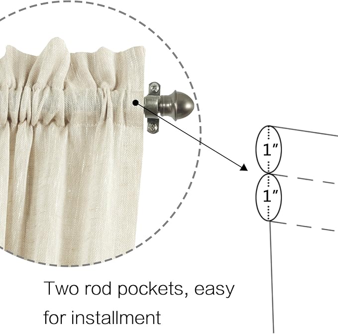 H.VERSAILTEX Linen French Door Curtains Privacy Light Reducing Door Curtain with Tieback | Rod Pocket Curtain 1 Panel for Glass Door Feature Open Weave Textured Linen - 25"x72" - Beige