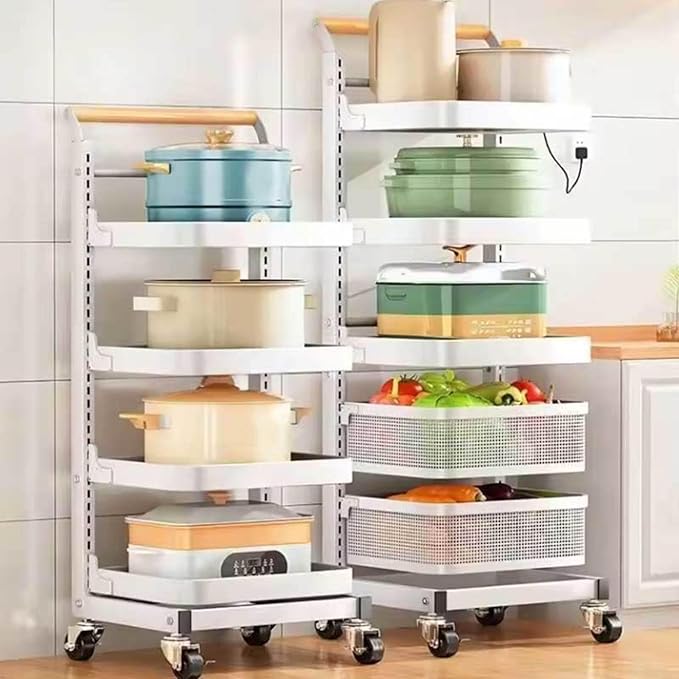 Kitchen Storage Rack with Pot Holder and Shelf Brackets for Drawers Black 3 * 3 Boards