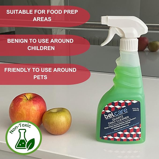 Quartz Countertop Cleaner, Kitchen Spray, Bathroom Vanity Cleaner, ph-Neutral, Streak Free - 17 fl oz