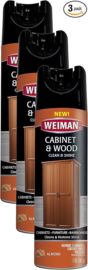 Weiman Cabinet & Furniture Polish - 17 Ounce - Aerosol Protect Clean Polish Wax Your Wood Tables Chairs Cabinets (Pack of 3)