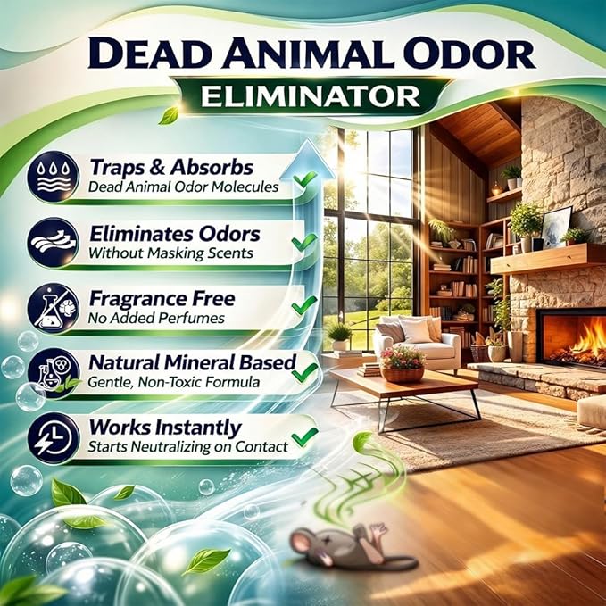 Animal Odor Eliminator for Strong Odor Remover, Dead Animal Smell Eliminator- Safe Indoor & Outdoor Use, Natural Odor Remover, Fresh & Effective