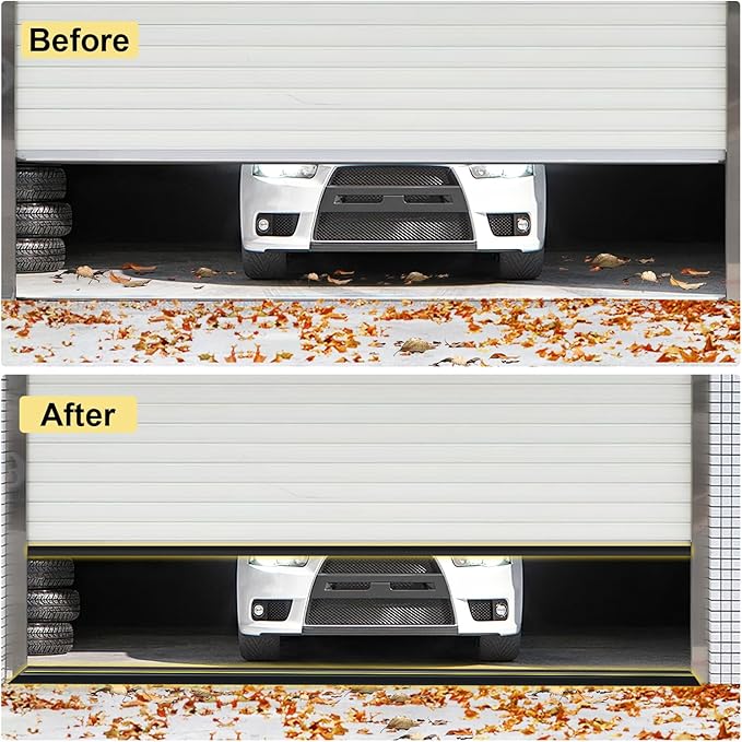 DGSL Garage Door Threshold and Bottom Seals Kit 12 FT,Rubber Weather Stripping Seal Strip Replacement,DIY Garage Door Bottom Seal with Sealants/Adhesive Combination