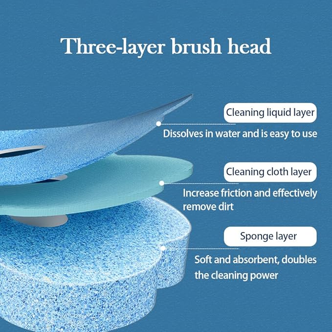 Toilet Bowl Scrubber Storage Caddy, Disposable Toilet Brush, Efficient Deep Scrubbing Cleaner Refill, Bathroom Cleaning System Cleaner Refill Pads for Sink Bathtub Wash Basin (White)