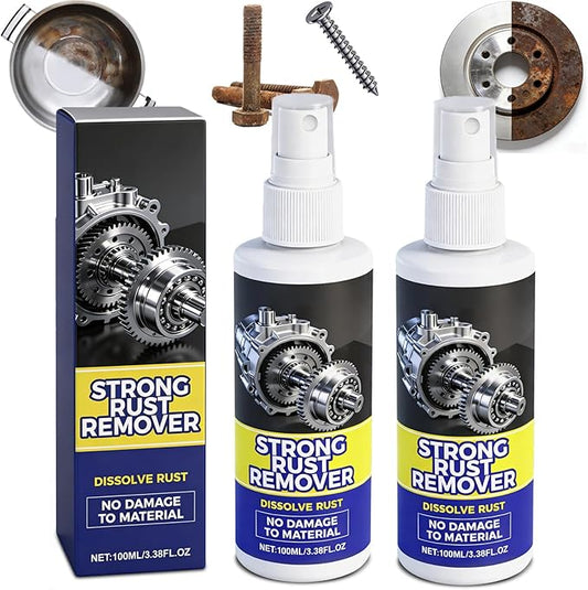 2PCS Rust Remover Spray for Metal, Heavy Duty Rust Removal Spray, Multipurpose Rust Stain Remover for Cars, Tools and Metal Chains