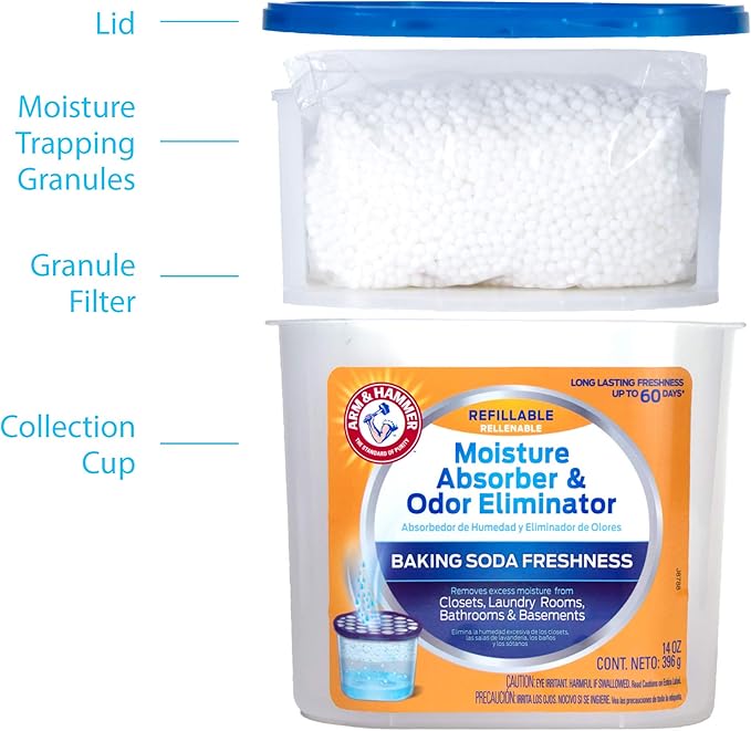 Arm & Hammer Fragrance Free Refillable Moisture Absorber and Odor Eliminator 14 oz. Tub