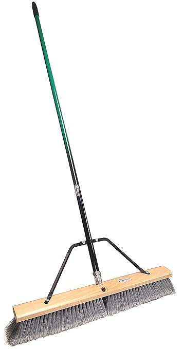 Heavy Duty 24" Multi-Surface Push Broom with Green/Black Handle for Garage, Warehouse, Driveways, Sidewalks, Patio Sweeping