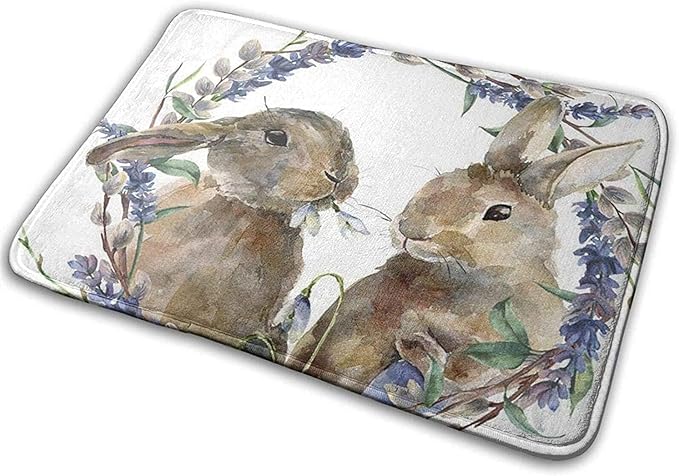 Welcome Mat Floor Mat Front Doormat Door Rug Watercolor Easter Rabbit Doormat Non Slip Mat for Home Farmhouse Funny Kitchen Rugs Bathroom Mats Carpet Floor Rug Greeting Rugs 18x30 inch