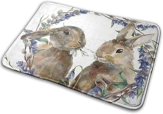 Welcome Mat Floor Mat Front Doormat Door Rug Watercolor Easter Rabbit Doormat Non Slip Mat for Home Farmhouse Funny Kitchen Rugs Bathroom Mats Carpet Floor Rug Greeting Rugs 20x32 inch