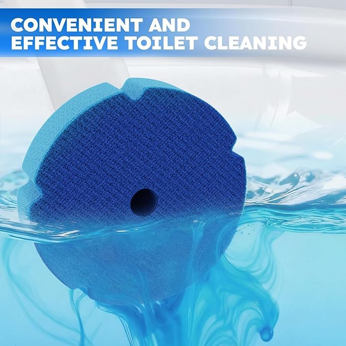 Disposable Toilet Brush- Toilet Bowl Cleaner, Toilet Bowl Brush, Toilet Wand with 12PCS Brush Refills for Bathroom Deep Cleaning Squre Shape(1 Pack, White)
