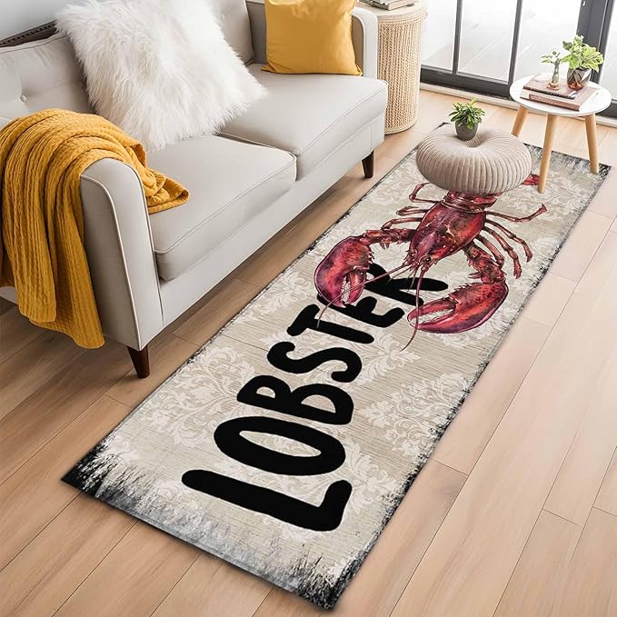 Nautical Ocean Wood Texture Runner Rug 2'x6', Hallway Runner Rugs Washable Non-Slip Bedside Floor Mats Carpet for Kitchen Bedroom Laundry Room Bathroom
