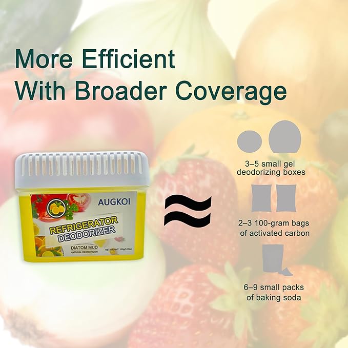Diatomaceous Earth Gel Refrigerator Deodorizer Set, More Effective than Activated Charcoal and Baking Soda, Nature-Based Fridge Deodorizer, Eliminates Odors, Extends Food Freshness, 2 Packs