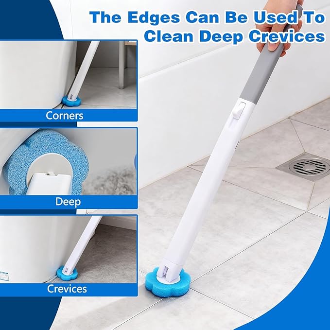 Disposable Toilet Brush with 24PCS Replaceable Heads, 2026 New Toilet Bowl Cleaning System, Deep Cleaning Bathroom Toilet Brush Holder (White)