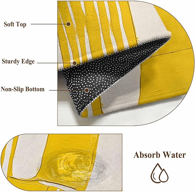 Impressionist Style 6'x9' Large Area Rugs, Yellow Abstract Blurred Color Washable Area Rugs Non-Slip Indoor Floor Mats Large Carpet for Living Room Bedroom Dining Room