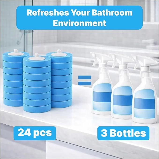 CiLoN 24 Count Carry Detergent Disposable Toilet Brush Refill Pads. 5-Layer Rich Foam Cleaning Sponge Head Replacements. Pre-Loaded Disposal Scrubbing Head Refills For Toilet Wands. 24 Pads-Value Pack