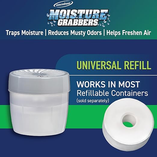 Concrobium Moisture Grabbers Refill Tablets, 4 Pack, Moisture Absorber Refills for Compatible Refillable Containers Only, Helps Reduce Dampness and Musty Odors, Fragrance Free