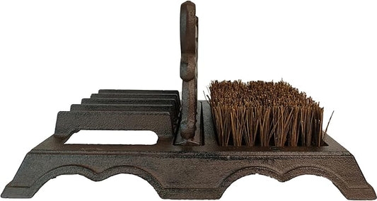 Outdoor Farmhouse Garden Entryway Heavy Duty Multifunctional Rustic Cast Iron Boot Scraper Shoe Cleaning Shoe Bruh with Bristle