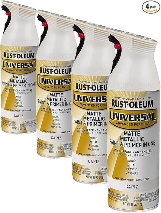 Rust-Oleum 371597 Universal All Surface Metallic Spray Paint, 11 oz, Matte Capiz (Pack of 4)