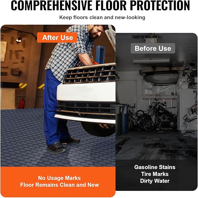 VEVOR Garage Floor Tiles 12 x 12 x 0.53 inch, Interlocking Design Ease of Installation Double-Sided Texture Non-Slip Sturdiness, for Garages, Basements, Repair Shops, Graphite Gray, 25 Pack