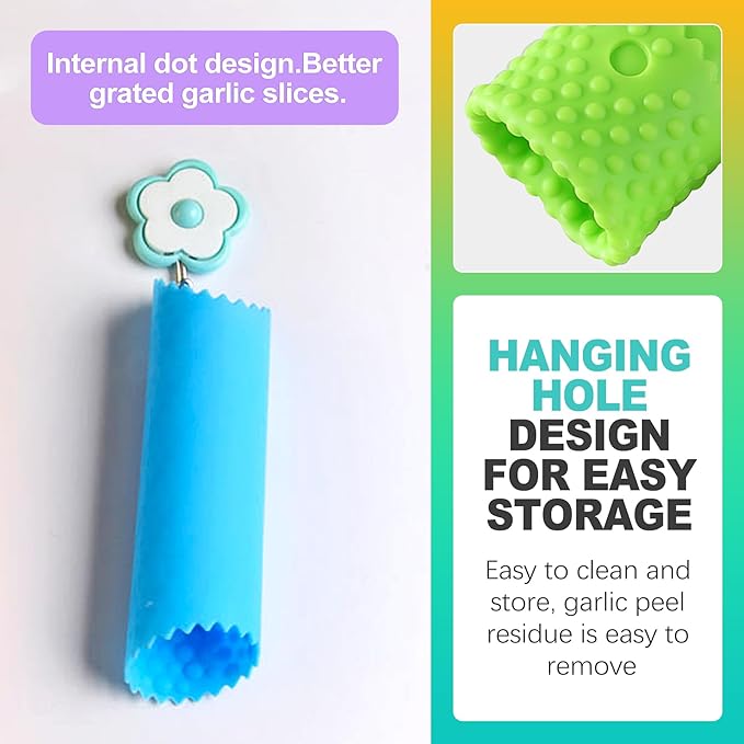 3 Pcs Silicone Garlic Peeler Tube Roller, Food-Grade & Effortless Skin Remover, Quick Kitchen Gadget for Fresh Cloves, Keeps Hands Odor-Free, Easy to Clean - Assorted Colors