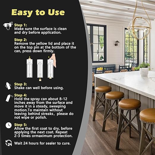 NADAMOO 2K Granite & Marble Sealer Spray, 2-Parts Formula Sealant with Stronger Adhesion and Enhanced Wear Resistance, Seal & Protect Kitchen & Bath Surfaces, Clear, 2 Cans