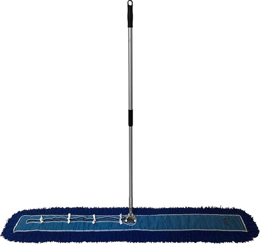 Ultimate Dust Mop Kit: Industrial-Grade Performance, Heavy-Duty Frame, Telescopic Handle - Blue 60 Inch