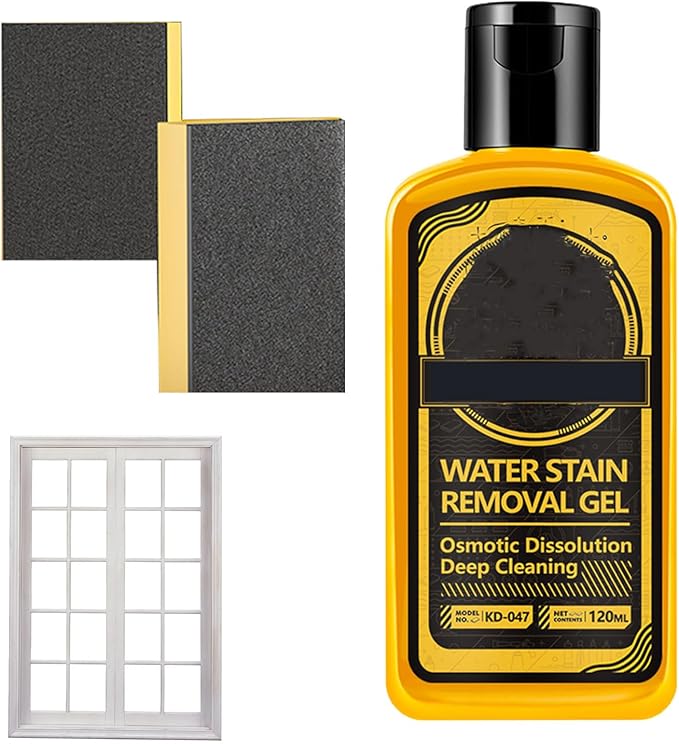 Hard Water Stain Remover | 120ml Heavy Duty Gel | with Sponge Hard Water Stain Remover for Car,for Automotive, Car, Truck, Motorcycle, RV, Window, Windshield, Shower Door, Home, Bathroom, Kitchen