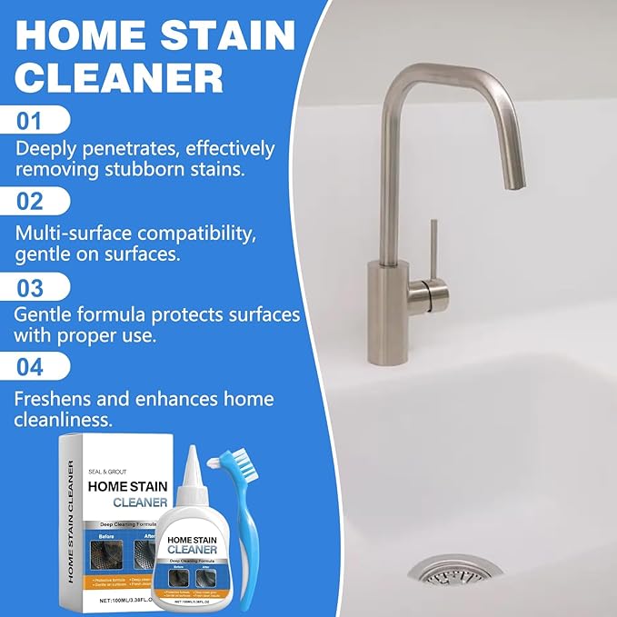 Home Stain Cleaner Gel, Multi-Purpose Household Cleaning Gel for Washing Machine Seals, Refrigerator Strips, Tile Grout, Kitchen Sinks & Bathroom Surfaces, Stain Remover & Deep Cleaning Gel