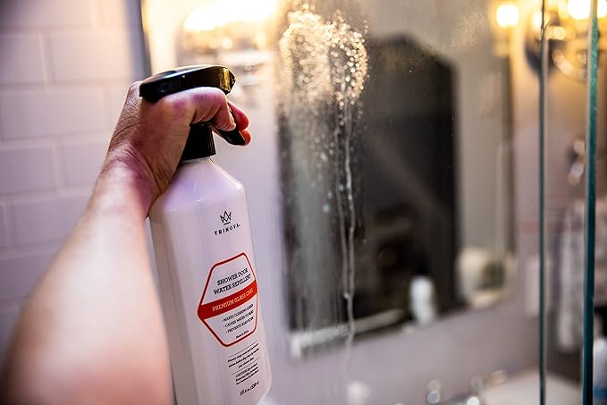 TriNova Shower Door Protectant - Glass Water Repellent - Shower Door Glass Sealant - Causes Water Beading - Prevents Soap Scum and Hard Water Buildup - 18 fl oz