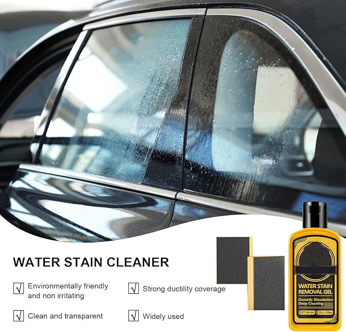 Hard Water Stain Remover | 120ml Heavy Duty Gel | with Sponge Hard Water Stain Remover for Car,for Automotive, Car, Truck, Motorcycle, RV, Window, Windshield, Shower Door, Home, Bathroom, Kitchen