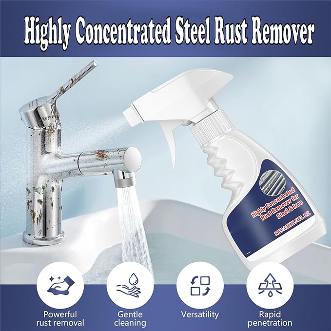 Highly Concentrated Steel Rust Remover,Highly Concentrated Rust Remover For Steel & Iron,Powerful And Fast Cleaning Spray Of Heavy-Duty Metal,Steels Bars,Cast Iron,Screws And Bolts (3)