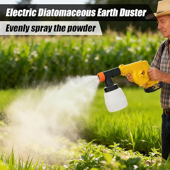 4-in-1 Electric Diatomaceous Earth Duster & Leaf Blower & Paint Sprayer & Vacuum Cleaner Function, Compatible with DeWALT 20V Battery (no Battery), Multi-Functional Dust Applicator/Powder Sprayer