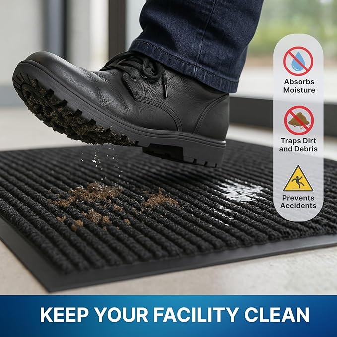 Consolidated Plastics Brush Dry Mat - Made in USA, Heavy-Duty Commercial DoorRug for Indoor/Outdoor Entryways, Non-Slip Backing for High-Traffic Areas (4' W x 6' L, Red)