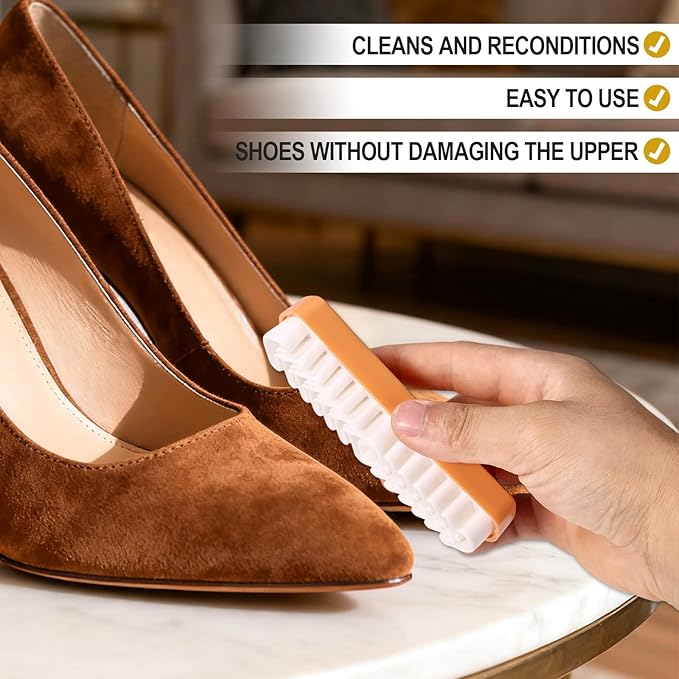 3pcs Rubber Suede Shoe Brush and Eraser, Shoe Cleaning Brush with Soft Bristle Suede Polish Tool for Nubuck Crepe Shoes Polishing Restoration