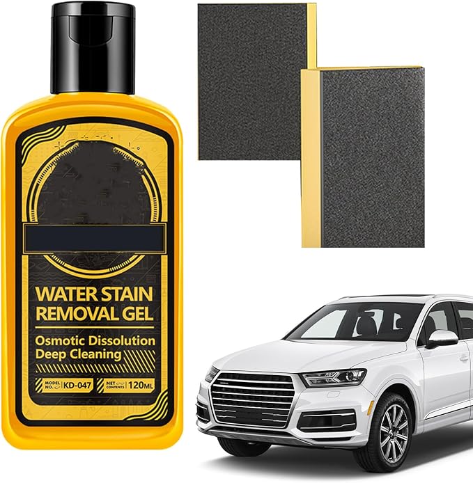 Hard Water Stain Remover | 120ml Heavy Duty Gel | with Sponge Hard Water Stain Remover for Car,for Automotive, Car, Truck, Motorcycle, RV, Window, Windshield, Shower Door, Home, Bathroom, Kitchen