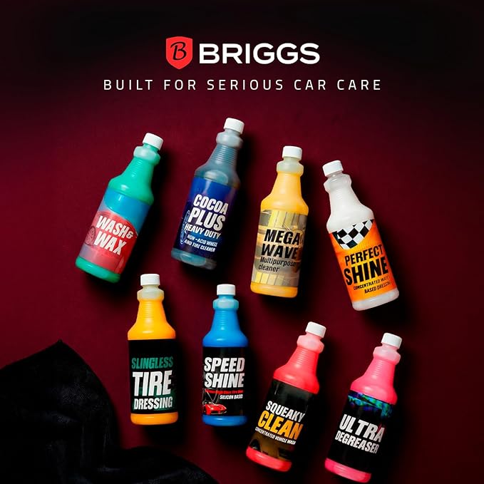 Wheel and Tire Cleaner – Acid Free, Concentrated 6:1 Rim Cleaner Spray – Professional Brake Dust Remover – Briggs Cocoa Plus, Safe for Chrome, Painted & Alloy Wheels – 32oz