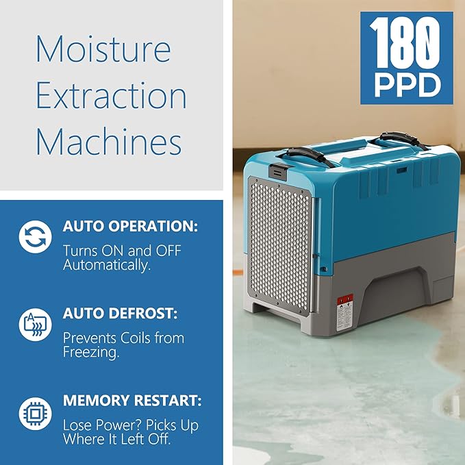 ALORAIR 180 Pint Commercial Dehumidifier with Pump for Basements Warehouse & Job Sites, Large Space Crawl Space Dehumidifier for Water Damage Restoration, 5 Years Limited Warranty, (Pack of 4)