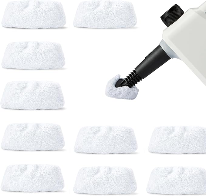 Amazon Basics Universal Microfiber Cloths for Steam Cleaner, Replacement Pad, Washable, 10-Pack