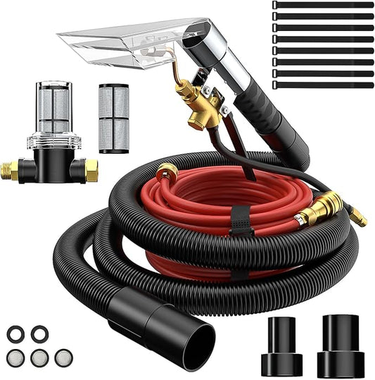 Shop Vac Extractor Kit,Spray Aspirating Of Wet Vacuum Hose Extractor Kit,with 50FT Waterline Convert the Universal Shop Vacuum,Into A Professional Auto Carpet Cleaner Machine,for Household,Car,Textile
