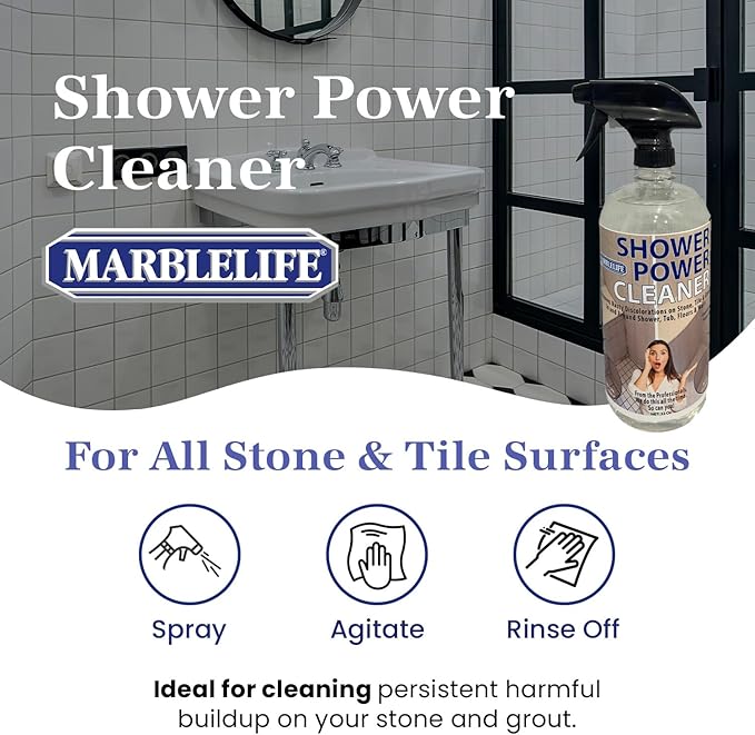 Marblelife Power Shower Cleaner, Heavy-Duty Shower & Tub Bathroom Cleaner, A Must on Basic Bathroom Cleaning Supplies, 32 oz