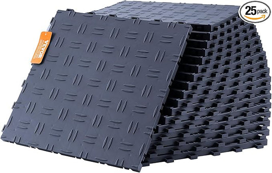 VEVOR Garage Floor Tiles 12 x 12 x 0.53 inch, Interlocking Design Ease of Installation Double-Sided Texture Non-Slip Sturdiness, for Garages, Basements, Repair Shops, Graphite Gray, 25 Pack