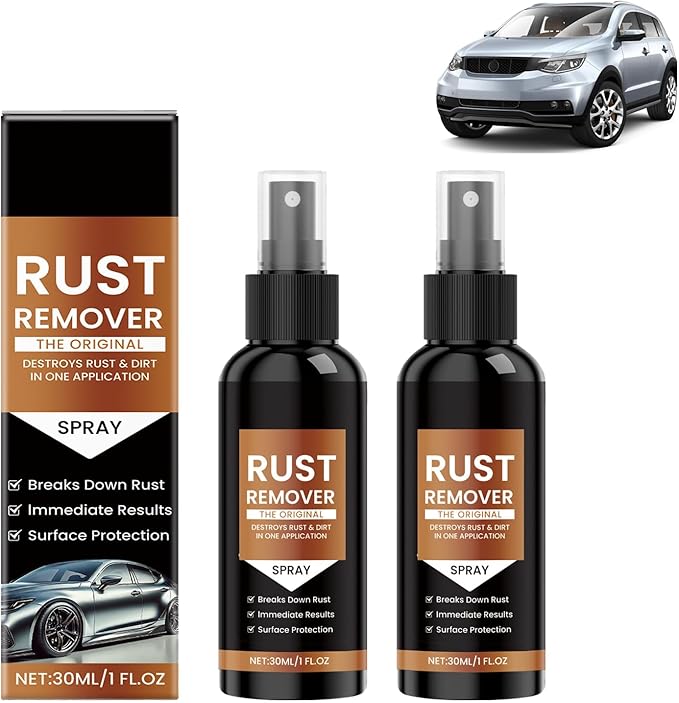 Rust Remover Spray,Rust Remover for Metal,for Heavy Duty Rust Dissolver for Metal, Tools, Cars, Chains 30ml/1 FL OZ (2PCS)